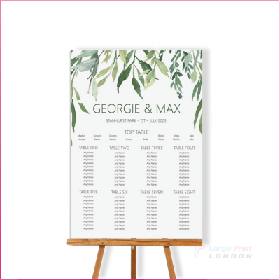 Next Day Table Plan Printing
