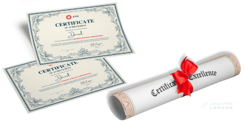 Large Print London certificate Printing